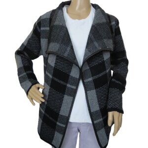 Papillon Black & Grey Plaid Wrap Cardigan